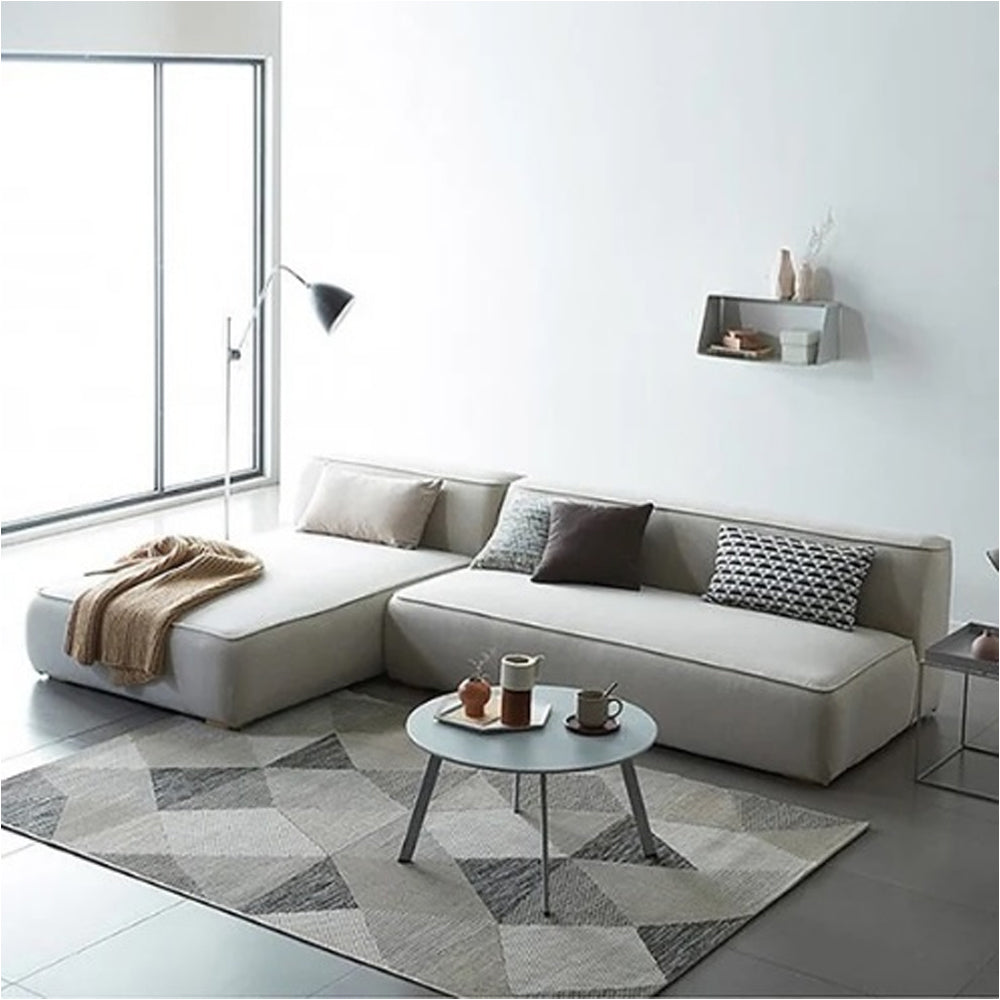 Comfort Max L-Shaped 4 Seater Sofa Velvet Fabric - Light Beige - L290cm x W178cm x H70cm
