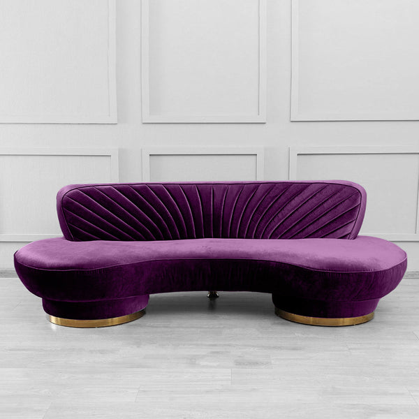 Northpol 3 Seater Velvet Sofa in Purple - Elegant Comfort 242cm x 100cm x 78cm - Cotton Home