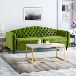 Nova 3-Seater Velvet Sofa with Square Arms â€“ L220cm x W60cm x H85cm, Comfortable & Stylish Sofa for Living Room - Cotton Home