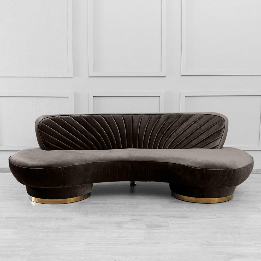 Northpol 3 Seater Velvet Sofa in Brown - Elegant Comfort 242cm x 100cm x 78cm - Cotton Home