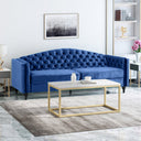 Nova 3-Seater Velvet Sofa with Square Arms â€“ L220cm x W60cm x H85cm, Comfortable & Stylish Sofa for Living Room - Cotton Home