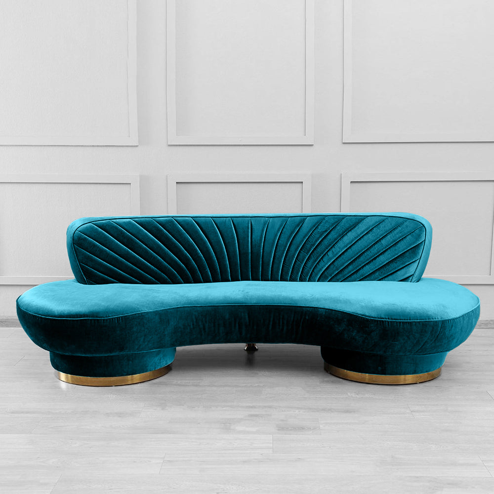 Northpol 3 Seater Velvet Sofa in Blue - Elegant Comfort 242cm x 100cm x 78cm - Cotton Home