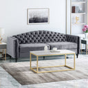 Nova 3-Seater Velvet Sofa with Square Arms â€“ L220cm x W60cm x H85cm, Comfortable & Stylish Sofa for Living Room - Cotton Home