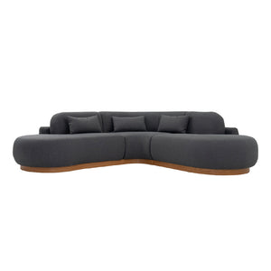 Lorenzo 4 Seater  Corner Sofa Velvet Fabric - Gray -  L245cm x W255cm x H88cm - Cotton Home