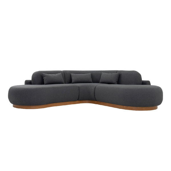 Lorenzo 4 Seater  Corner Sofa Velvet Fabric - Gray -  L245cm x W255cm x H88cm - Cotton Home