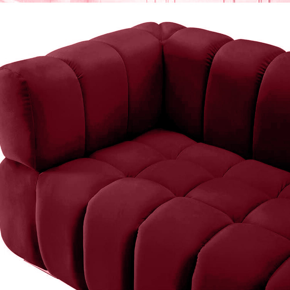 Gwen 3 Seater Sofa Velvet Fabric - Red - L231cm x W89cm X 75cm - Cotton Home