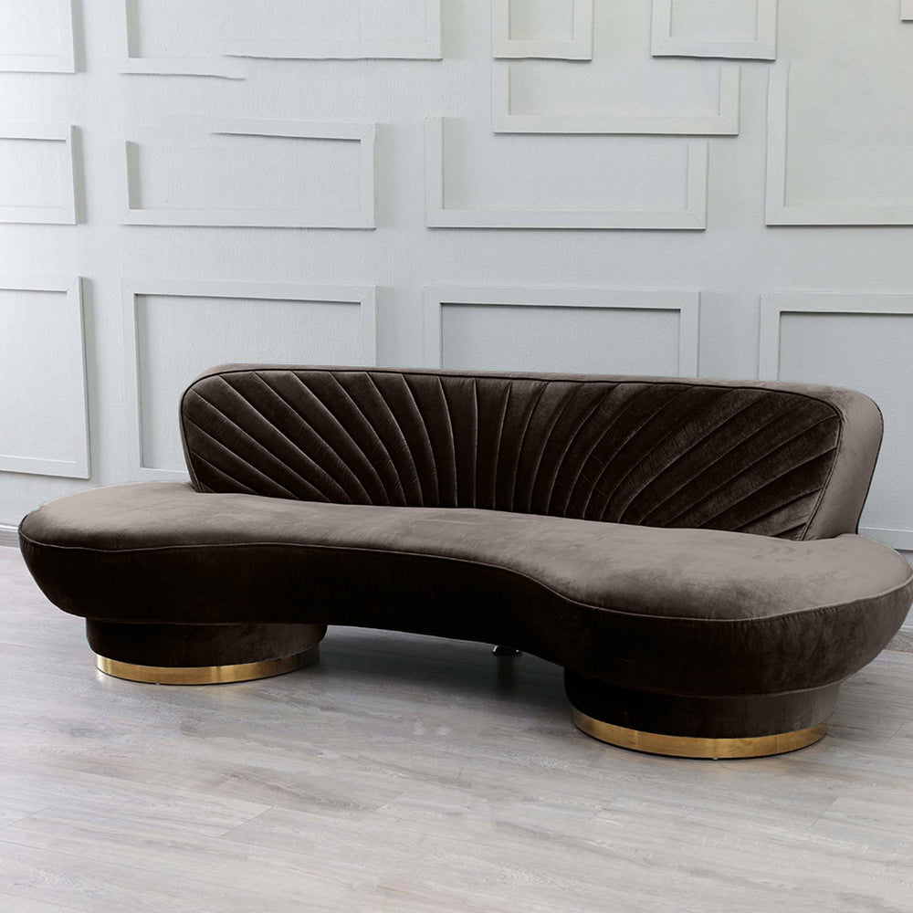 Northpol 3 Seater Velvet Sofa in Brown - Elegant Comfort 242cm x 100cm x 78cm - Cotton Home