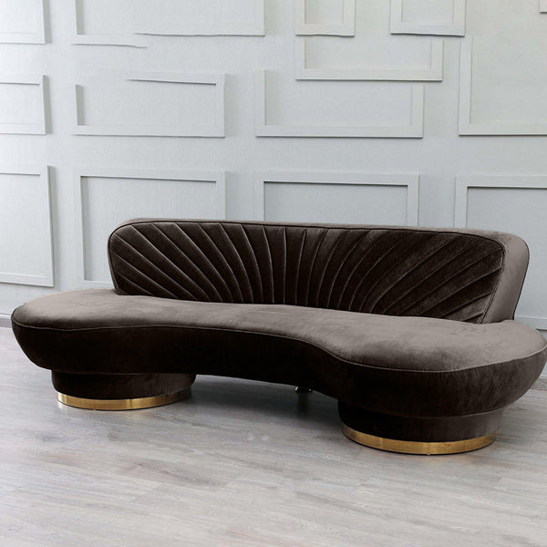 Northpol 3 Seater Velvet Sofa in Brown - Elegant Comfort 242cm x 100cm x 78cm - Cotton Home