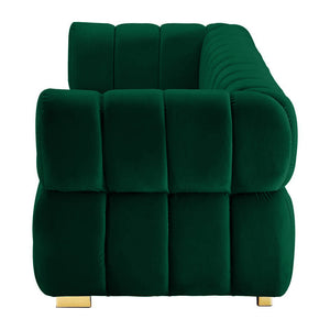 Gwen 3 Seater Sofa - Luxurious Emerald Green Velvet Upholstery - Spacious L231cm x W89cm x H75cm - Cotton Home