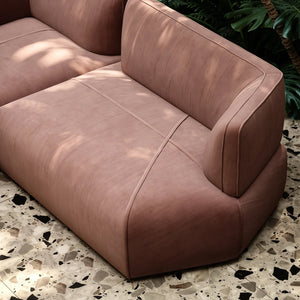 6 Seater Sofa Velvet Fabric - Peach - L680cm x W80cm x H80cm - Cotton Home