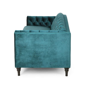 Nova 3-Seater Velvet Sofa with Square Arms â€“ L220cm x W60cm x H85cm, Comfortable & Stylish Sofa for Living Room - Cotton Home