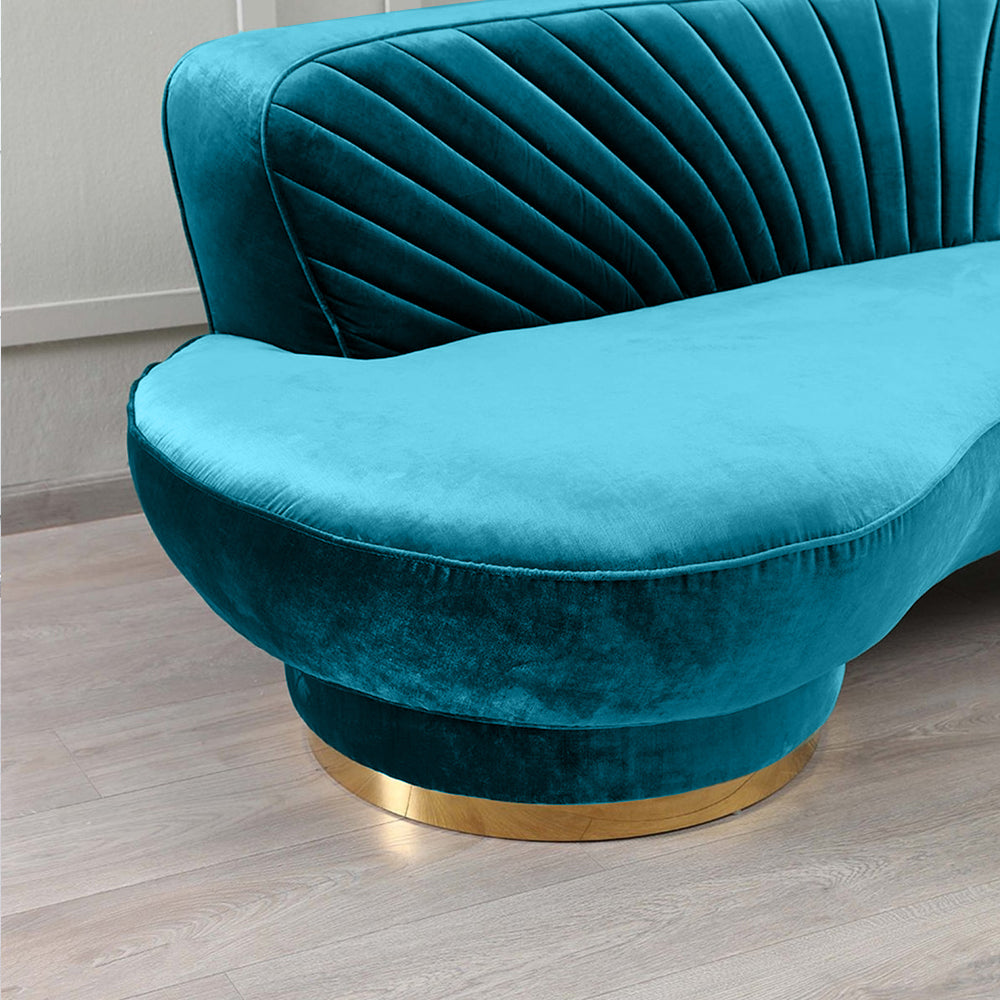 Northpol 3 Seater Velvet Sofa in Blue - Elegant Comfort 242cm x 100cm x 78cm - Cotton Home
