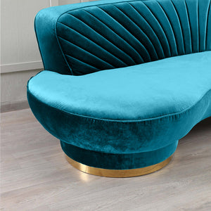 Northpol 3 Seater Velvet Sofa in Blue - Elegant Comfort 242cm x 100cm x 78cm - Cotton Home