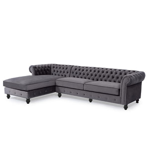 Opulent Oasis 4 Seater Triangle Corner L Shape Fabric Sofa - Gray - Cotton Home