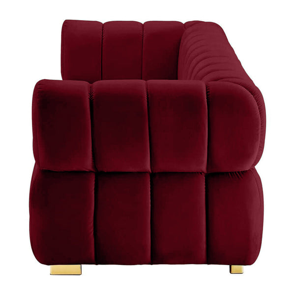 Gwen 3 Seater Sofa Velvet Fabric - Red - L231cm x W89cm X 75cm - Cotton Home