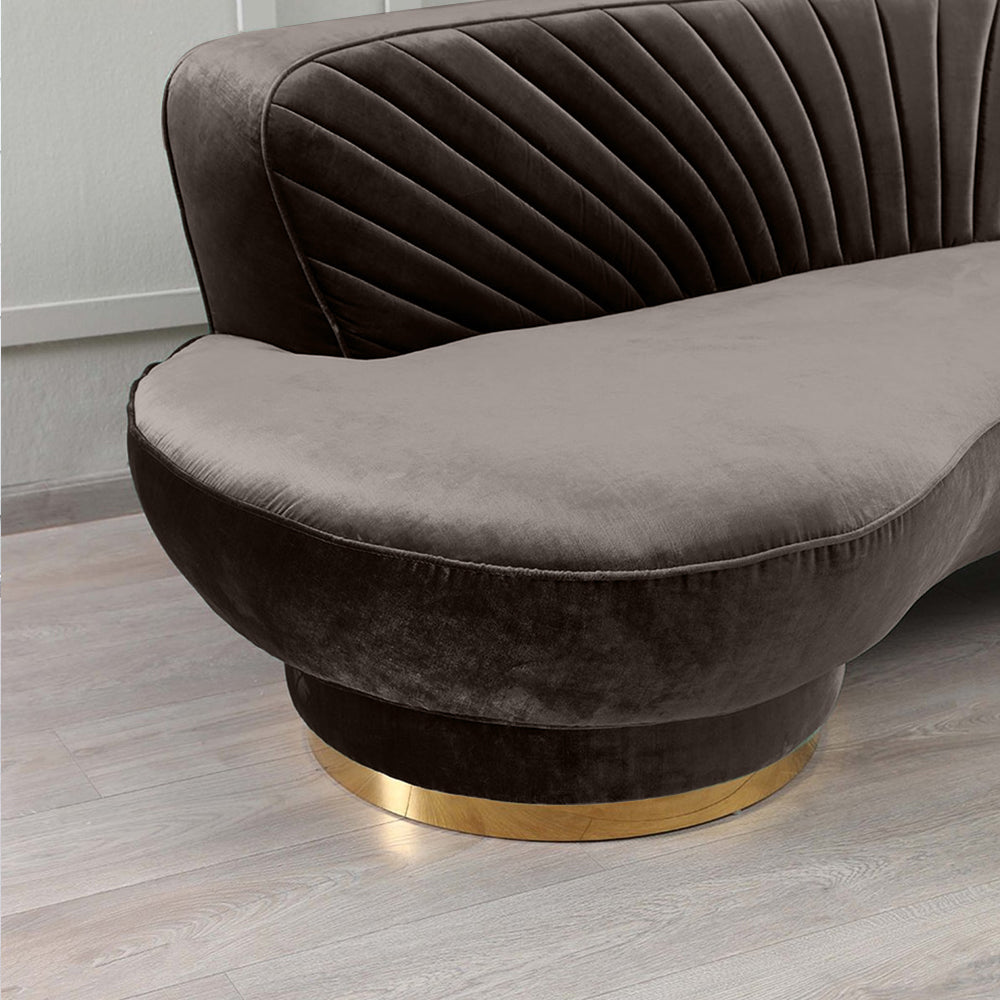 Northpol 3 Seater Velvet Sofa in Brown - Elegant Comfort 242cm x 100cm x 78cm - Cotton Home