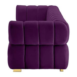 Gwen 3 Seater Sofa Velvet Fabric - Purple - L231cm x W89cm X 75cm - Cotton Home