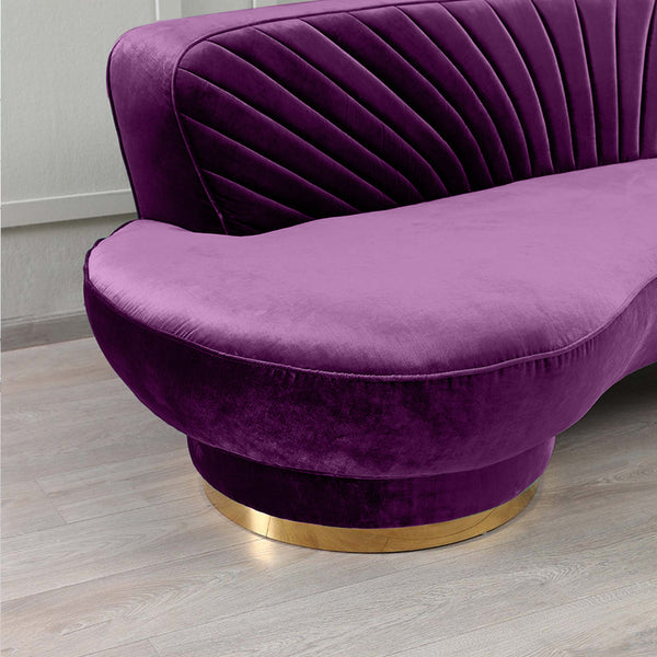 Northpol 3 Seater Velvet Sofa in Purple - Elegant Comfort 242cm x 100cm x 78cm - Cotton Home