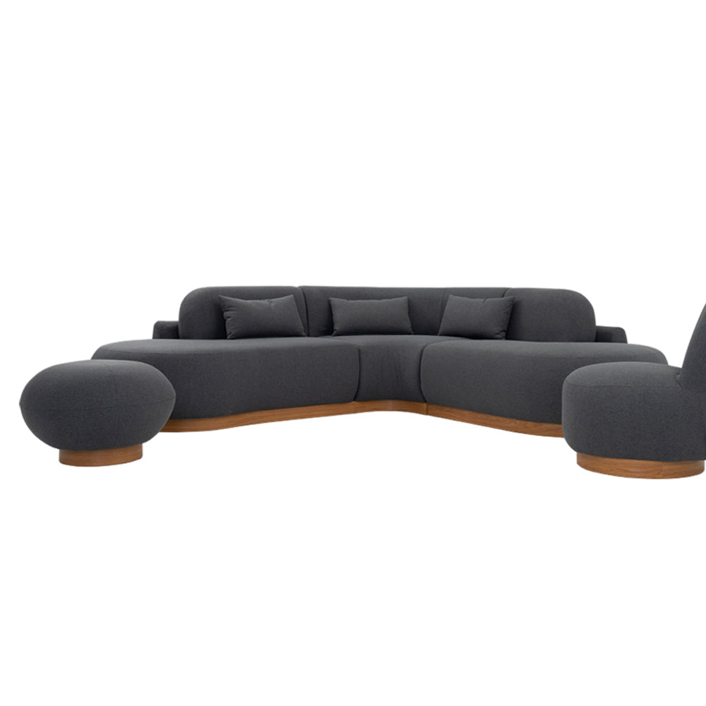 Lorenzo 4 Seater Corner Sofa Velvet Fabric - Gray - L245cm x W255cm x H88cm
