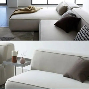 Comfort Max L-Shaped 4 Seater Sofa Velvet Fabric - Light Beige -  L290cm x W178cm x H70cm - Cotton Home