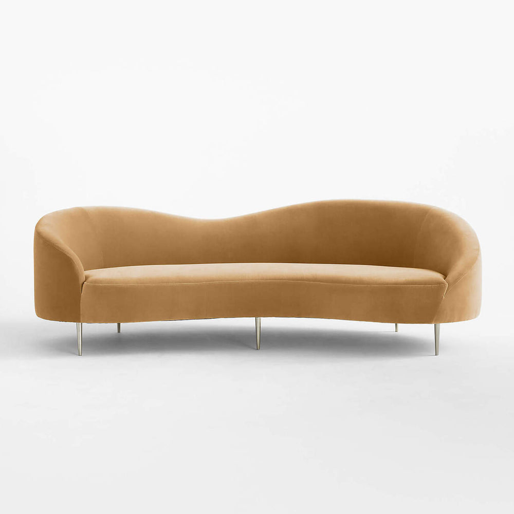Luxe Lounge Luxurious Camel Velvet 3 Seater Sofa - 241cm Chic & Comfortable Lounge Seating