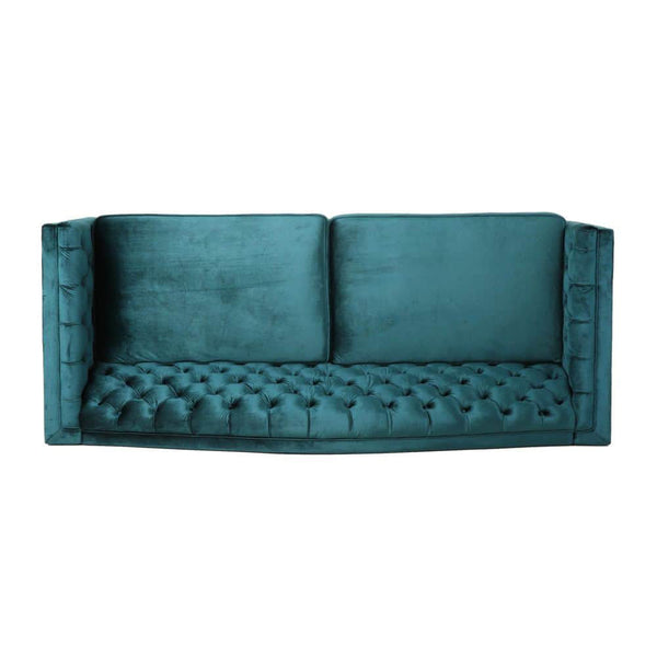 Nova 3-Seater Velvet Sofa with Square Arms â€“ L220cm x W60cm x H85cm, Comfortable & Stylish Sofa for Living Room - Cotton Home