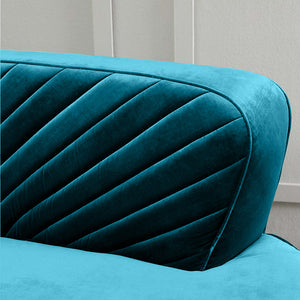 Northpol 3 Seater Velvet Sofa in Blue - Elegant Comfort 242cm x 100cm x 78cm - Cotton Home