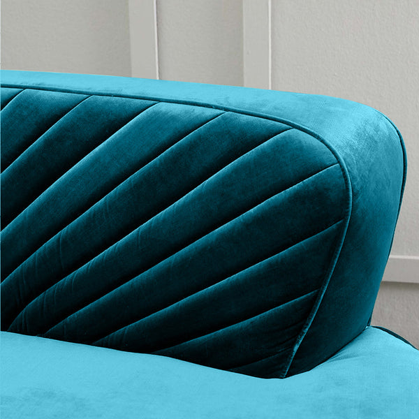 Northpol 3 Seater Velvet Sofa in Blue - Elegant Comfort 242cm x 100cm x 78cm - Cotton Home
