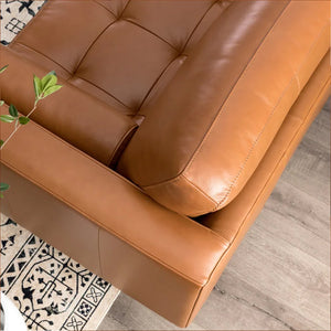 Hixon 3-Seater Faux Leather Sofa L220cm x W83cm x H83cm Brown