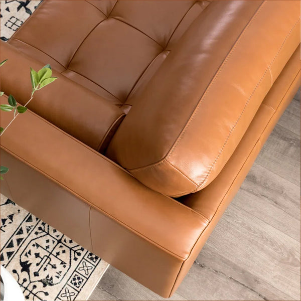 Hixon 3-Seater Faux Leather Sofa L220cm x W83cm x H83cm Brown