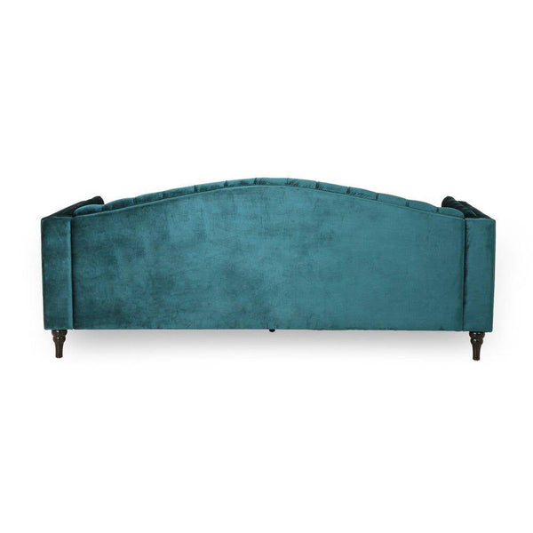 Nova 3-Seater Velvet Sofa with Square Arms â€“ L220cm x W60cm x H85cm, Comfortable & Stylish Sofa for Living Room - Cotton Home
