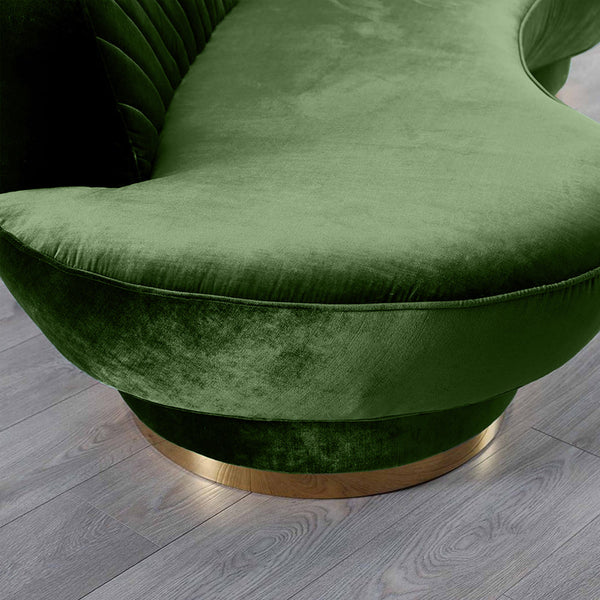 Northpol 3 Seater Velvet Sofa in Green - Elegant Comfort 242cm x 100cm x 78cm - Cotton Home