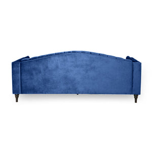 Nova 3-Seater Velvet Sofa with Square Arms â€“ L220cm x W60cm x H85cm, Blue Comfortable & Stylish Sofa for Living Room - Cotton Home