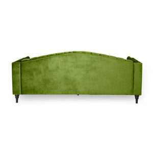 Nova 3-Seater Velvet Sofa with Square Arms â€“ L220cm x W60cm x H85cm, Green Comfortable & Stylish Sofa for Living Room - Cotton Home