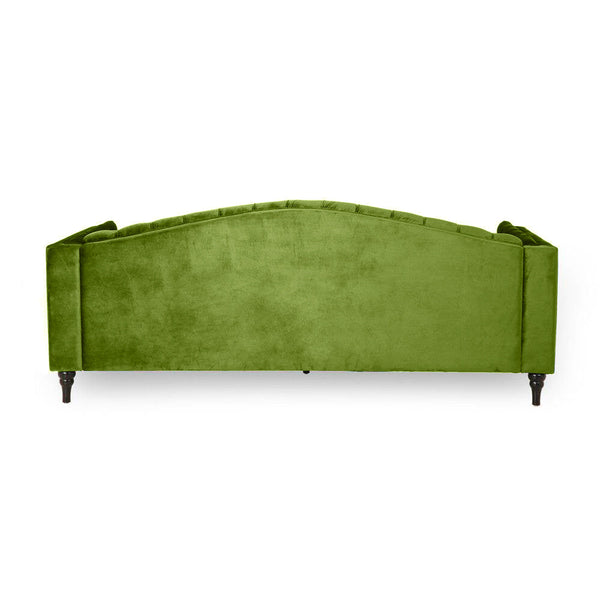 Nova 3-Seater Velvet Sofa with Square Arms â€“ L220cm x W60cm x H85cm, Green Comfortable & Stylish Sofa for Living Room - Cotton Home