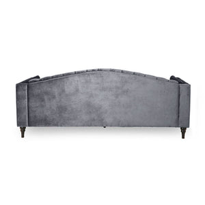Nova 3-Seater Velvet Sofa with Square Arms â€“ L220cm x W60cm x H85cm, Grey Comfortable & Stylish Sofa for Living Room - Cotton Home