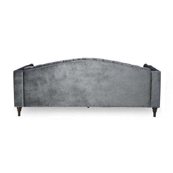 Nova 3-Seater Velvet Sofa with Square Arms â€“ L220cm x W60cm x H85cm, Grey Comfortable & Stylish Sofa for Living Room - Cotton Home