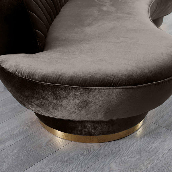 Northpol 3 Seater Velvet Sofa in Brown - Elegant Comfort 242cm x 100cm x 78cm - Cotton Home