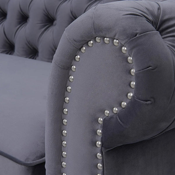 Opulent Oasis 4 Seater Triangle Corner L Shape Fabric Sofa - Gray - Cotton Home