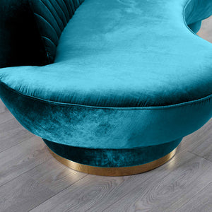 Northpol 3 Seater Velvet Sofa in Blue - Elegant Comfort 242cm x 100cm x 78cm - Cotton Home