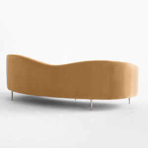 Luxe Lounge Luxurious Camel Velvet 3 Seater Sofa - 241cm Chic & Comfortable Lounge Seating - Cotton Home