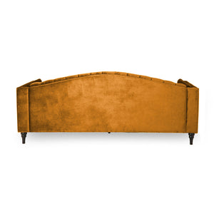 Nova 3-Seater Velvet Sofa with Square Arms â€“ L220cm x W60cm x H85cm, Gold Comfortable & Stylish Sofa for Living Room - Cotton Home
