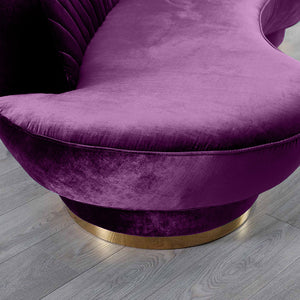 Northpol 3 Seater Velvet Sofa in Purple - Elegant Comfort 242cm x 100cm x 78cm - Cotton Home