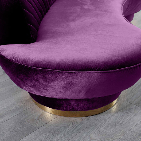 Northpol 3 Seater Velvet Sofa in Purple - Elegant Comfort 242cm x 100cm x 78cm - Cotton Home