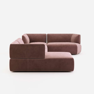 6 Seater Sofa Velvet Fabric - Peach - L680cm x W80cm x H80cm - Cotton Home