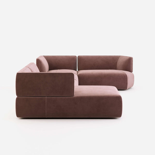 6 Seater Sofa Velvet Fabric - Peach - L680cm x W80cm x H80cm - Cotton Home