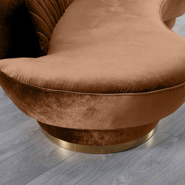 Northpol 3 Seater Sofa Velvet Fabric - Golden - L242cm x W100cm X H78cm - Cotton Home
