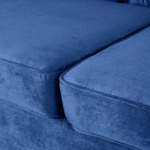 Nova 3-Seater Velvet Sofa with Square Arms â€“ L220cm x W60cm x H85cm, Blue Comfortable & Stylish Sofa for Living Room - Cotton Home