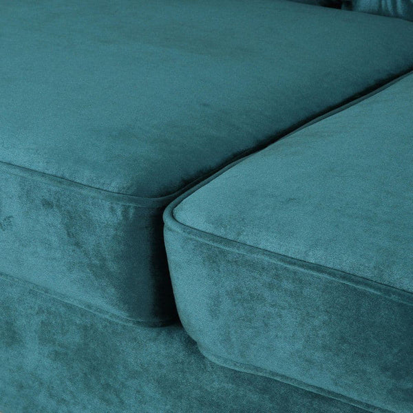 Nova 3-Seater Velvet Sofa with Square Arms â€“ L220cm x W60cm x H85cm, Comfortable & Stylish Sofa for Living Room - Cotton Home