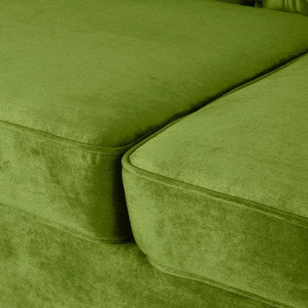 Nova 3-Seater Velvet Sofa with Square Arms â€“ L220cm x W60cm x H85cm, Green Comfortable & Stylish Sofa for Living Room - Cotton Home